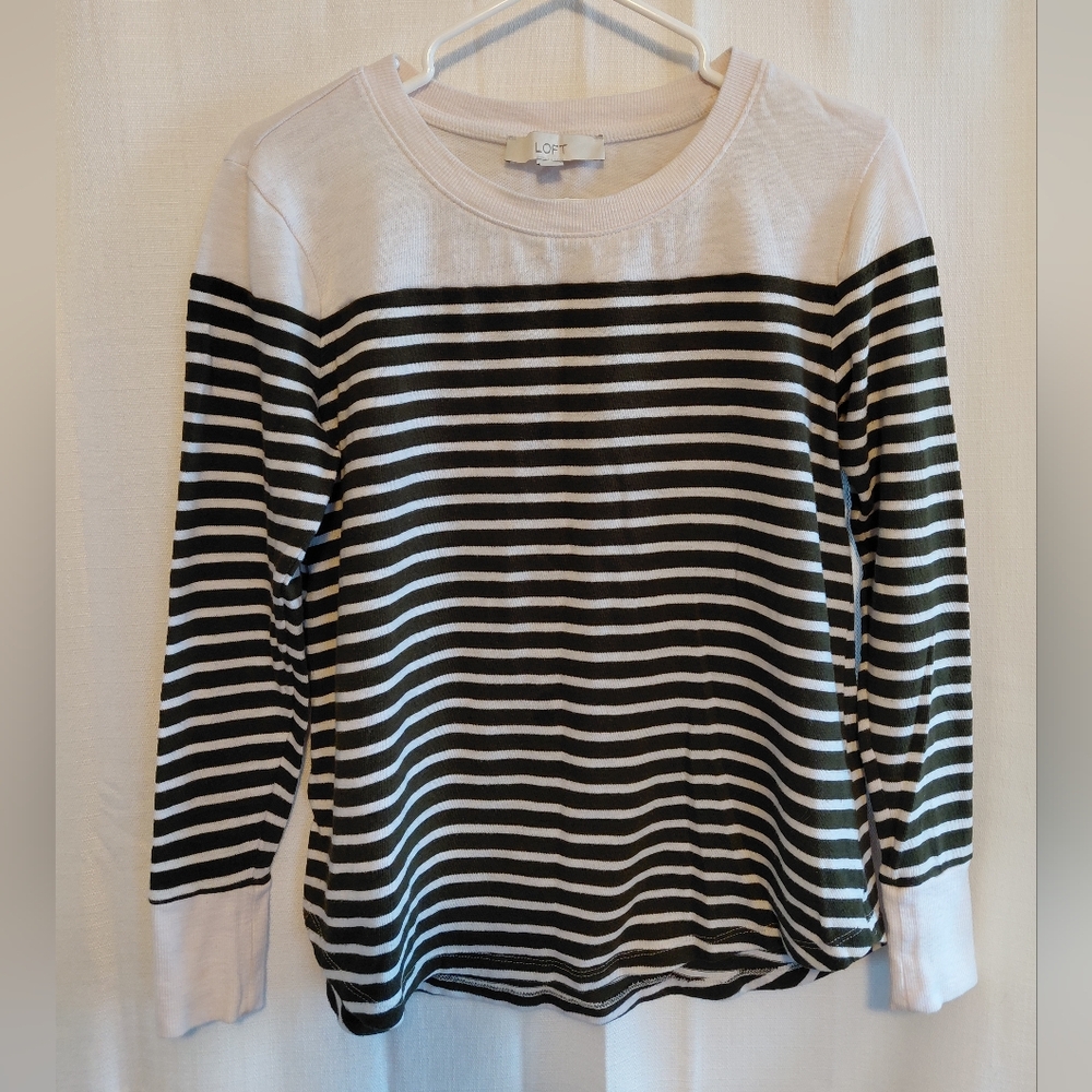 LOFT Black and White Striped Sweater